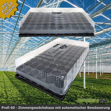 Кімнатна теплиця Profi XL з автоматичним зрошенням для вирощування кімнатної теплиці з ванною капілярна система горщикова пластина витяжка, 24 Hydroponics 60