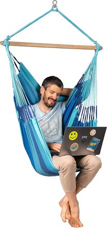 Підвісне крісло Habana Базовий розмір для релаксації та стилю поворотний шарнір на 360, високоякісна бамбукова деревина - бавовна,