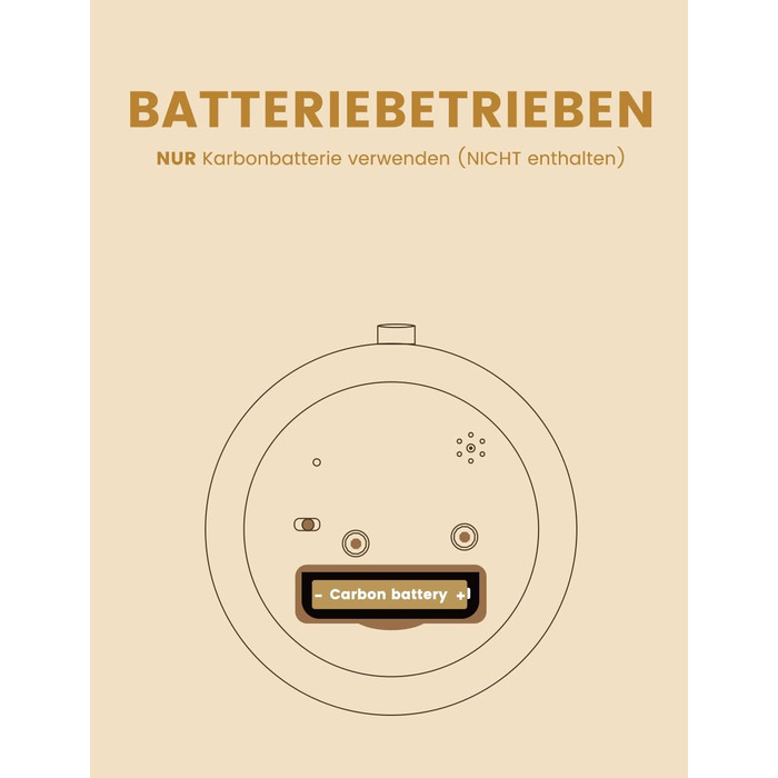 ВищеГодинник будильник аналоговий без цокання, будильник дерев'яний з дрімотою, тумбочка-годинник з нічником, ретро-будильник аналоговий на батарейках (потрібна батарея 1*AA - натуральне дерево світло-коричневого кольору (круглий, коричневий)