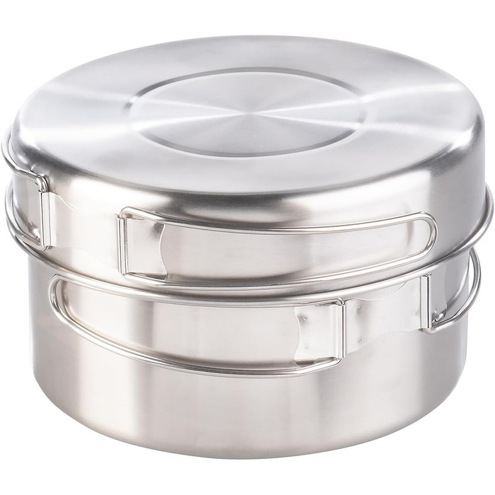 Кемпінгова сковорода Semptec Urban Survival Technology набір посуду для кемпінгу з нержавіючої сталі з 24 предметів, столовими приборами та сумкою (набір каструль, набір сковорідок)