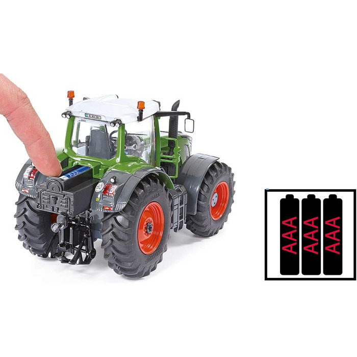 Радіокерований трактор Fendt 939, масштаб 132, з пультом дистанційного керування, метал/пластик, зелений колір, працює від батарейок, сумісний з причіпним обладнанням, 6880