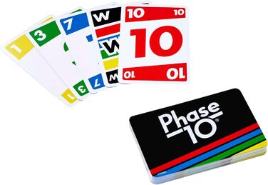 Карткова гра для сім'ї Mattel Games Phase 10, німецька версія, від виробників UNO, схожа на руммі, ідеально підходить як дитяча гр