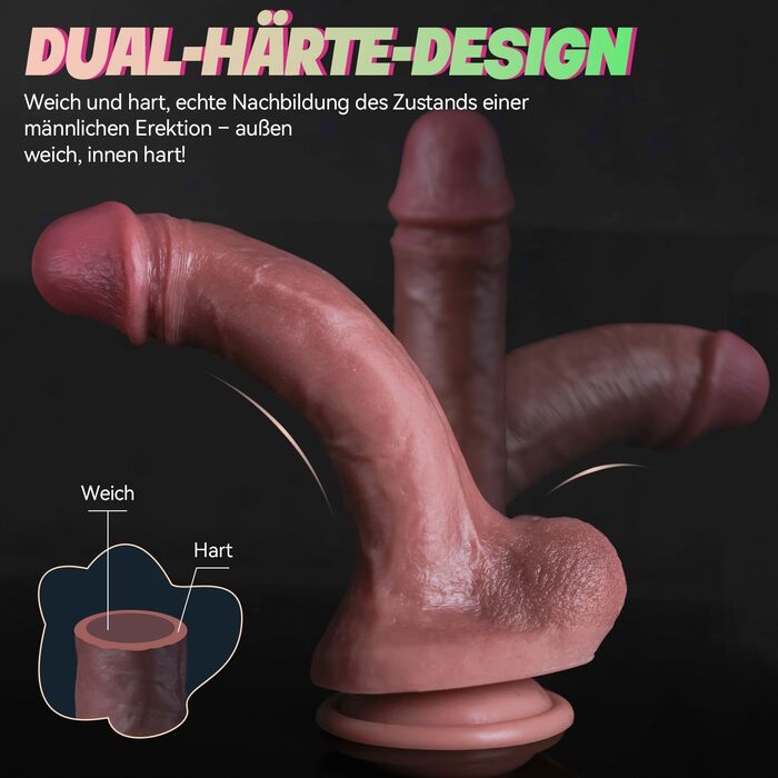 Силіконовий фалоімітаторDovadi 21 см, реалістичний з венами та яєчками, з присоском