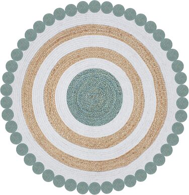 Килим з важкого матеріалу, гофрований, круглий, 30,5 см, бежевий, чорний, круглий килим, килим кілім, гребінчастий край, джутовий