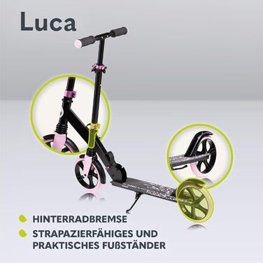 Самокат LIONELO Luca для дітей та дорослих, складаний, до 100 кг, Standard Rosa