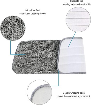Подушечки для швабри Vicloon, 6 шт. , мікрофібра для чищення швабри, подушечки для чищення швабри для всіх швабр з розпилювачем та