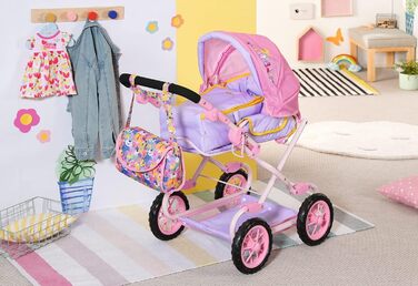 Коляска для ляльок BABY born Deluxe Pram з регульованою висотою ручки та пеленальною сумкою, лялькові аксесуари для ляльок майже б