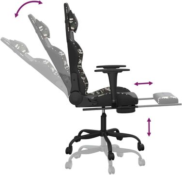 Геймерське крісло, офісне крісло, з підставкою для ніг, чорне та камуфляжне, штучна шкіра