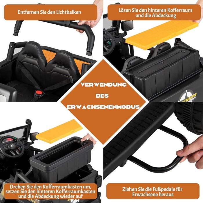 Дитячий електромобіль COSTWAY 12V з пультом дистанційного керування 2.4G, дитячий автомобіль з музикою, звуковими сигналами та пош