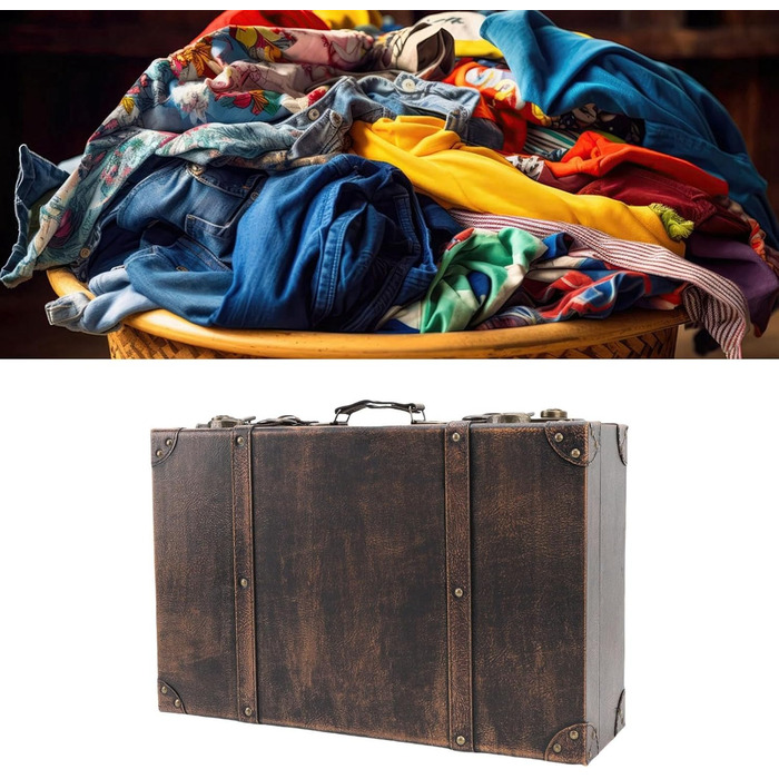 Декоративний вінтажний футляр для зберігання, чарівна ретро-скриня для багажу, реквізиту для весільної фотографії, антикварна скриня для декору кімнати для гостей, 45 x 30 x 15 см (коричневий)