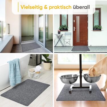 Килимок Entrando 60x100 см - Для приміщень та вулиці - Бавовна - Нековзний, можна прати, міцний - Підходить під двері - Для вхідних дверей або критих входів, патіо, балконів (сірий) Сірий 60 x 100 см (прямокутний)