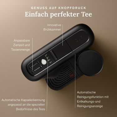 Чайна машина Avoury One Машина для чайних капсул У тому числі фільтр для води та 8 видів чаю в капсулах Колір чисто чорний Чисто чорна чайна машина