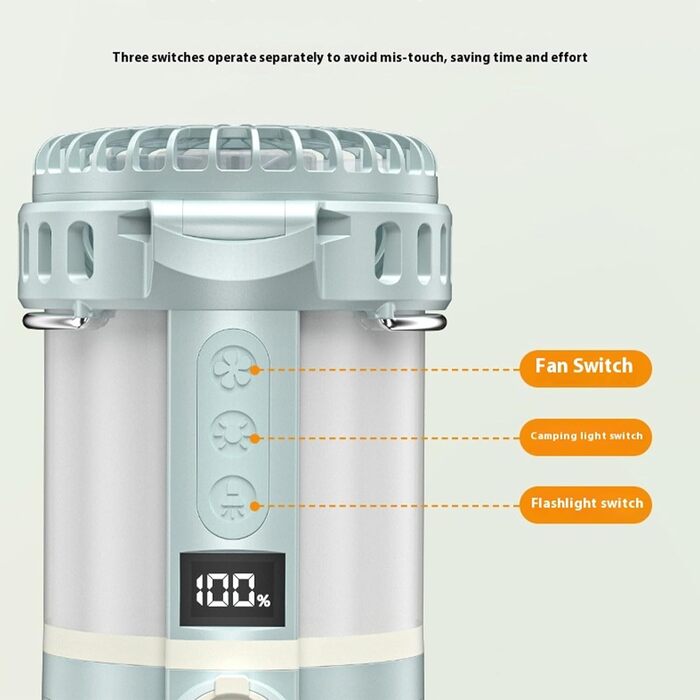 Кемпінговий вентилятор-ліхтар акумуляторний світлодіодний ліхтар цифровий дисплей 3 швидкості практичний кемпінговий ліхтар ідеально підходить для намету на відкритому повітрі, кемпінгу, вентилятор-ліхтар