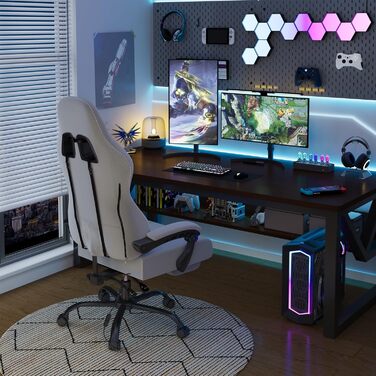 Масажне ігрове крісло Devoko тканинне, гоночне геймерське крісло з м'якої високотехнологічної тканини з масажною поперековою підтр