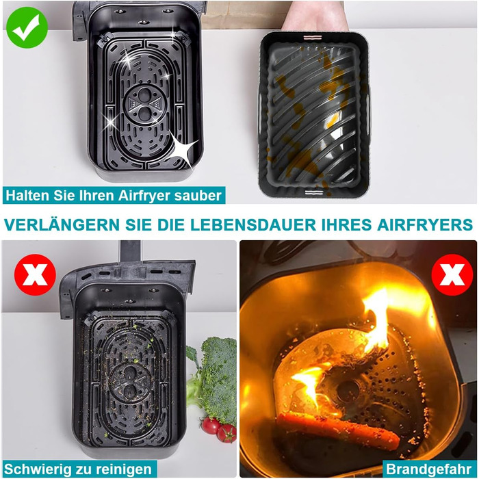 Аксесуари для аерофритюрниці, Аксесуари для фритюрниці з силіконовою формою для Ninja Foodi AF300EU 7.6 л, Cecotec LLIVEKIT 9 Л, PARIS RHNE 9.5 Л та інші аксесуари для двозонної фритюрниці, аксесуари для фритюрниці, 5 шт.