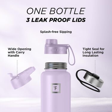 Спортивна пляшка для води IRON FLASK, з широким отвором і 3 носиками, пляшки з нержавіючої сталі для чоловіків, жінок і дітей, з п