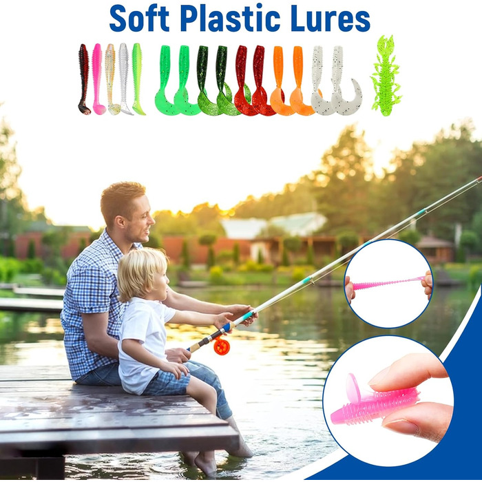 Набір рибальських приманок Yiomxhi з 137 предметів, включаючи коробку для снастей, рибальські аксесуари, включаючи м&39які пластикові приманки, воблери, плаваючі приманки, блешні, гачки, вантажі, рибальські приманки для щуки, форелі, судака, окуня чудовий