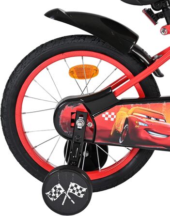 Дитячий велосипед Volare Disney Cars 16 дюймів 46 років Ручні та американські гальма Допоміжні колеса Захист ланцюга Регульоване сідло Подарунок для дівчаток та хлопчиків