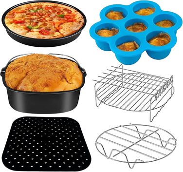 Аксесуари для фритюрниці 5.5 л квадратні, аксесуари для фритюрниці 5.5 літрів XXL Посуд Форма аксесуарів підходить для фритюрниці COSORI Ninja CECOTEC INNSKY Philips 5.5 л 6 л 6.2 л. Чорний С3