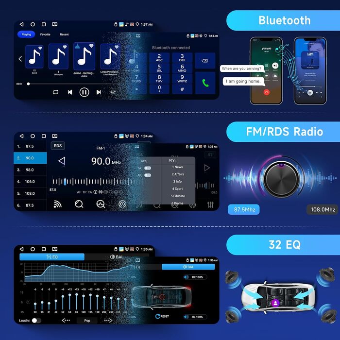 Автомагнітола Hodozzy Carplay для VW Golf 5 Polo Skoda з навігацією/WiFi, 9-дюймова автомагнітола VW 2 Din Bluetooth з Android Auto/Mirror Link/32-бітний еквалайзер/FM/RDS/SWC/USBкамера заднього виду, 464G
