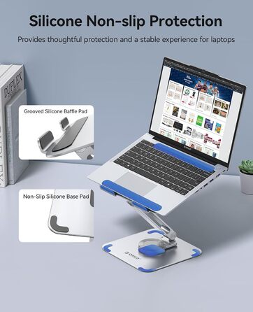 Основа для ноутбука ORICO з регульованою висотою та поворотним механізмом на 360, алюмінієва складана підставка для ергономічної роботи з MacBook Air/Pro та ноутбуками/планшетами 13-17.3, колір сріблястий - ST10