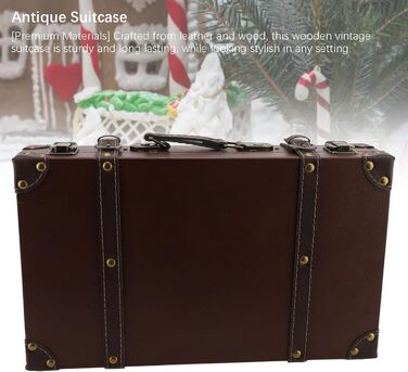 Вінтажна валіза Yctze, 34 x 20,5 x 8 см, Декоративна валіза з дерева та шкіри для зберігання речей, оформлення дому та тематичних вечірок
