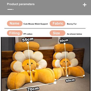 Подушка для читання PERS для дітей та дорослих, плюшева подушка для спини, ергономічна подушка для спини, зручна подушка для підтримки попереку з підлокітником для перегляду телевізора, гри та роботи (розмір 7055 см, колір A) 7055 см A