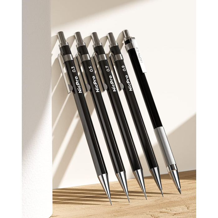 Набор механических карандашей для рисования и письма (5 шт + аксессуары)