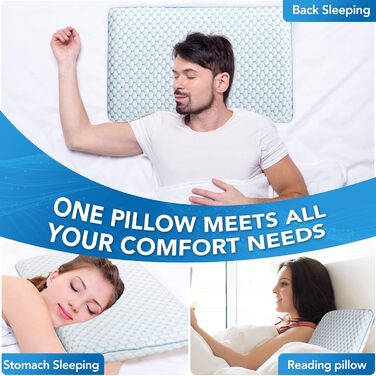 Ультратонка охолоджувальна подушка з піни з пам&39яттю форми для сну на животі та спині/плоска подушка 2,25 дюйма для сну на животі з тканинним чохлом, який можна прати, ортопедична подушка 40x60 для сну 2,25&39H Hyper Slim (стандартна) синьо-біла