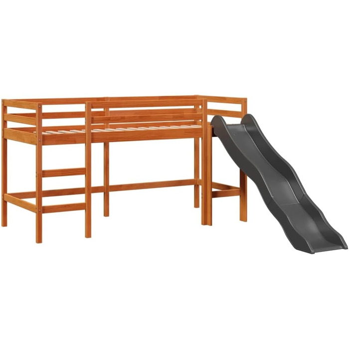 Ліжка та аксесуари, Ліжка та каркаси ліжок, Дитяче ліжко-горище з тунелем, біло-чорне, 80 х 200 см, масив сосни