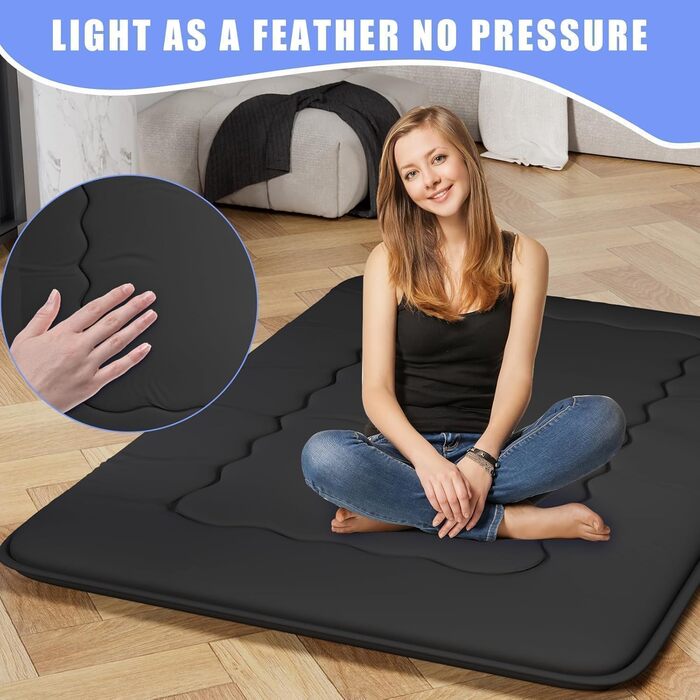 Японський матрац футон, складний татамі, портативний килимок для сну з сумкою та ремінцем, матрац на підлозі, потовщений матрац для сну, кемпінговий матрац (Чорний YU1, 120x200см) Чорний Yu1 120x200см