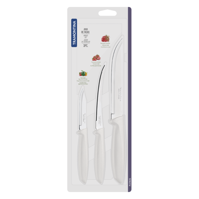Набір ножів Tramontina Plenus light grey, 3 предмети (6740820)
