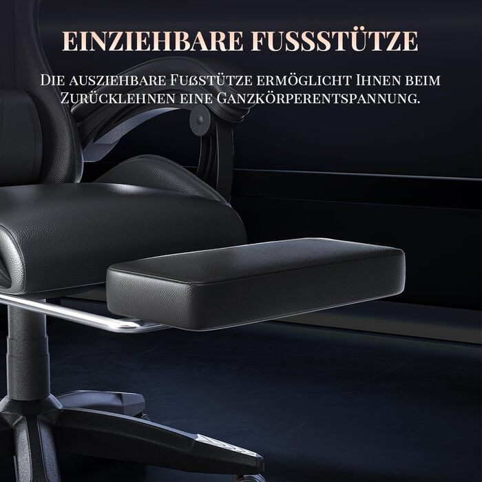 Ігрове крісло bigzzia з функцією масажу та підставкою для ніг, ергономічне ігрове крісло, регульована спинка 90-135, ігрове крісло з масажною поперековою подушкою та підголівником, ігрове крісло, чорне