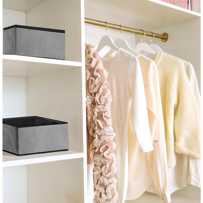 Набір Puricon з 13 коробок для зберігання тканини, органайзери для шухляд/системи для зберігання одягу, складні коробки для зберігання в гардеробах та спальнях - сірі, 13 предметів