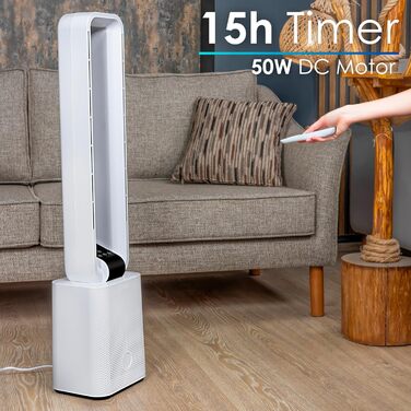 Баштовий вентилятор Echos дуже тихий вентилятор тихий двигун постійного струму пульт дистанційного керування коливальний світлодіо