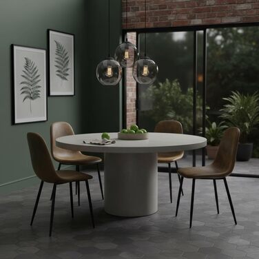 Комплект обідніх стільців Homy Casa з 4 предметів, скандинавський вінтажний стиль, сидіння зі штучної замші зі сталевими ніжками чорного та коричневого кольорів.