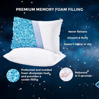 Розумна подушка Artwelt, подушка для шиї з піни з ефектом пам&39яті, регульована по висоті, ергономічна, двосторонній комфорт для літа та зими, гіпоалергенна, чохол, який можна прати, 50x70 см ()