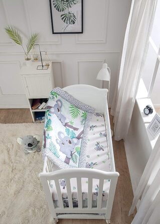 Комплект постільної білизни для дитячого ліжечка La Premura Baby Koala, 3 предмети, стандартний розмір, сіро-зелений, дитяча пості