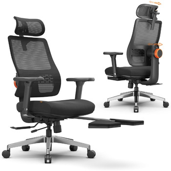 Ергономічне офісне крісло Newtral MAGICH-PRO з підставкою для ніг, ергономічне робоче крісло з динамічним підголівником та поперековою опорою, ергономічне офісне крісло 150 кг (MAGICH PRO з підставкою для ніг, чорний) Чорний MAGICH PRO з підставкою для ні