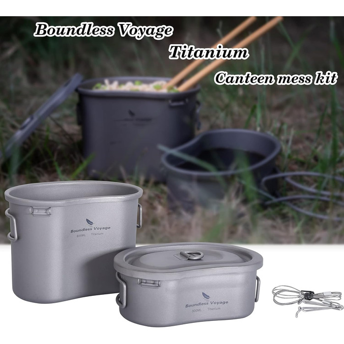 Безмежна подорож Titan Camping Pot Set з надлегким ланч-боксом Портативна миска Посуд для пікніка Посуд для столового посуду Титан