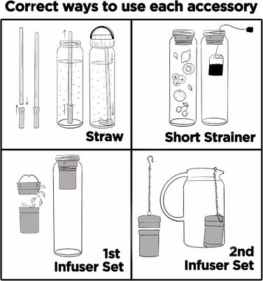 Скляна пляшка для пиття об&39ємом 1 літр з бамбуковою кришкою та рукавом для розсипного чаю, холодної кави, пляшки для чаю з заварювальним контейнером, скляної пляшки для води 1 л (оригінальна)