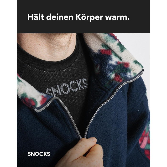 Чоловіча термобілизна Snocks - надзвичайно тепла, щільно прилягає, швидковисихаюча та дихаюча - розміри S-3XL - лижна білизна, функціональна білизна, чорна з отворами для великих пальців