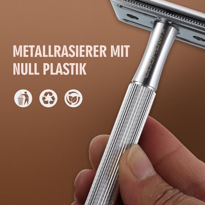 Безпечна бритва для чоловіків, Eco Razor Metal, безвідходна безпечна бритва 10 лез для гоління, безпечна бритва, безпечна бритва з глянцевим хромом