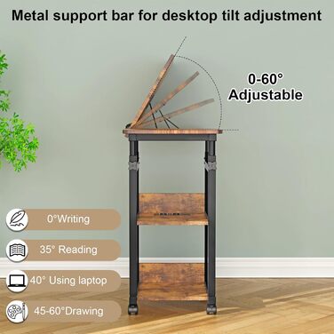 Журнальний столик на колесах, 80 см x 40 см, столик для ноутбука з розеткою та портом USB-C, регульована висота, дерев&39яний стіл, журнальний столик, тумбочка, спальня, вітальня, вінтажний вигляд дерева, колір вінтажного дерева