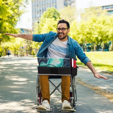 Мобільний робочий столик на коліна, дорожній столик для ноутбука та планшета. Зручний для подорожей, навчання та роботи. В комплекті сумка для зберігання, регульований ремінь та чохол для планшета (підходить для ноутбуків до 15.6 дюймів), колір темно-сині