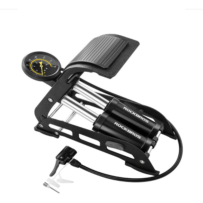 Велосипедний насос, подвійний циліндр, ножний насос з точним манометром для велосипеда, м&39яча, повітряної кульки, ножний насос, чорний