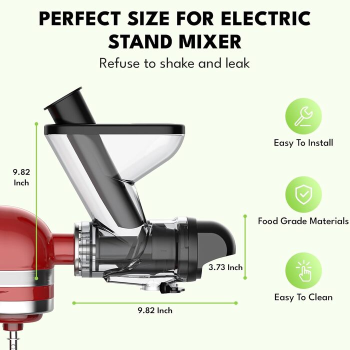 Насадка для жувальної соковижималки TPGSING для міксера Kitchenaid, відділення залишків соку, машини для фруктового соку для Kitchenaid, насадка для повільної соковижималки з подвійним жолобом подачі зі штангою для KitchenAid