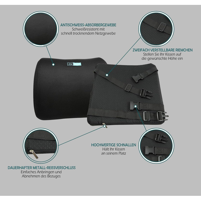 Спинна подушка Ергономічна поперекова опора з піни з ефектом пам&39яті Для здорового сидіння вдома та в офісі, чорна