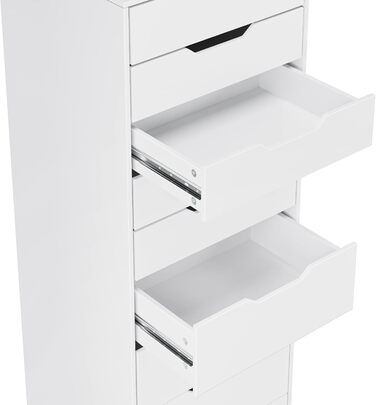 Білий комод з 9 шухлядами, вузький комод, високий комод для спальні, вітальні, офісу, коридору, 45 x 40 x 124 см