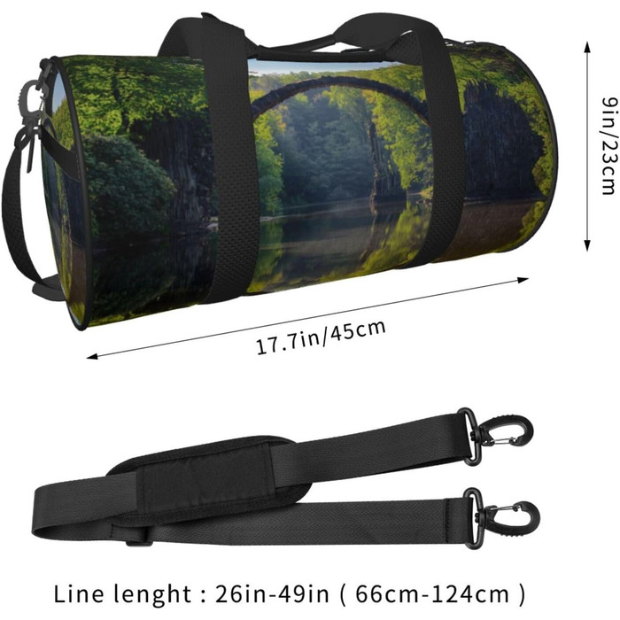 Спортивна сумка, дорожня сумка, дуга, міст, принт, сумка на нічліг, чорна, універсальний розмір, сумка для подорожей